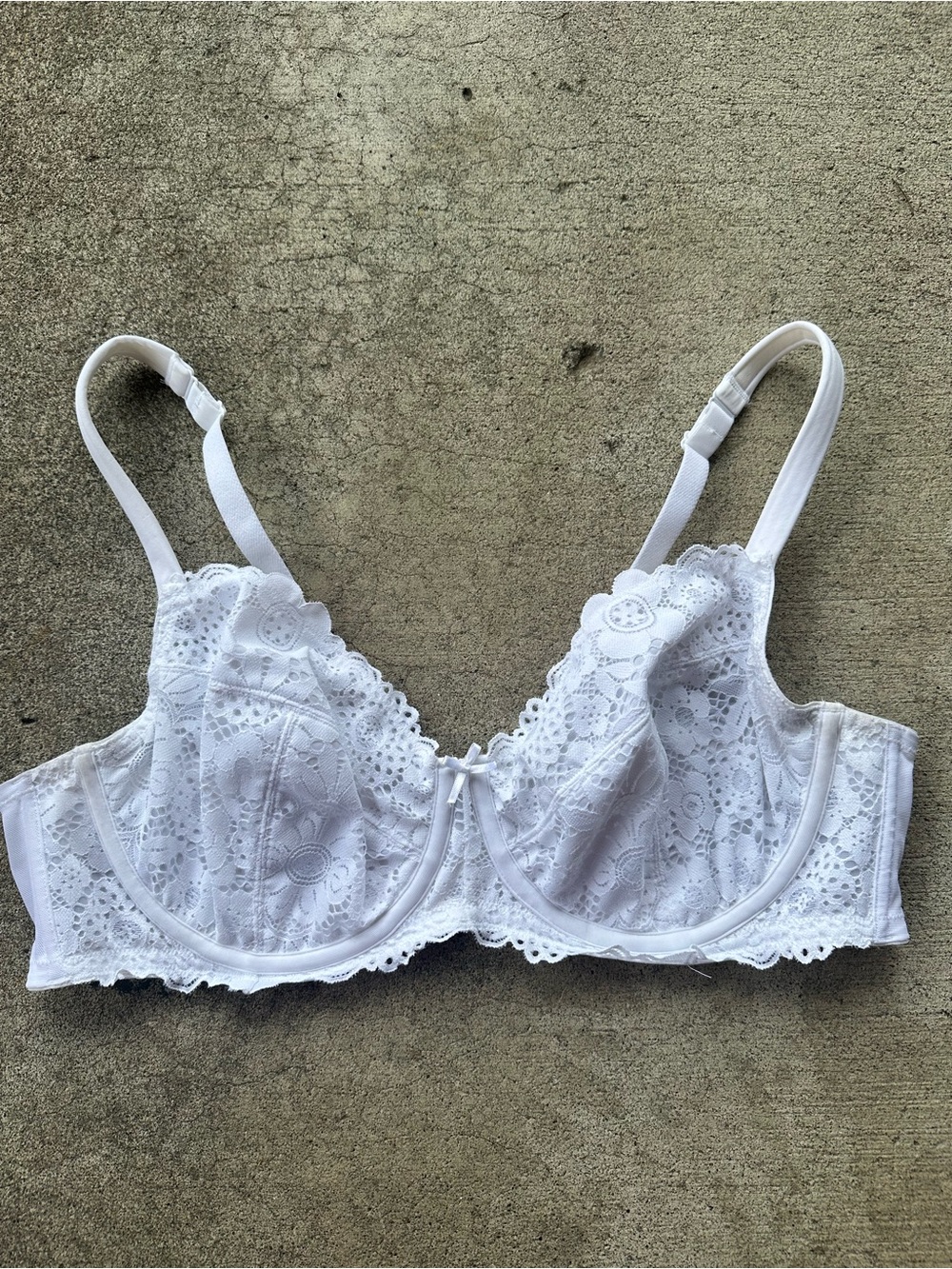 Cacique White Lace Unlined Balconette Bra